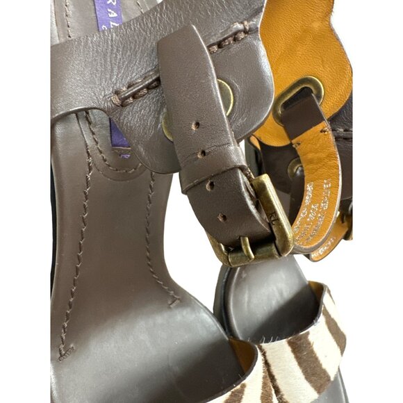 Ralph Lauren women’s brown, tan zebra shoe heels 4-inch-tall size 8 SKU 2929 - Picture 9 of 14